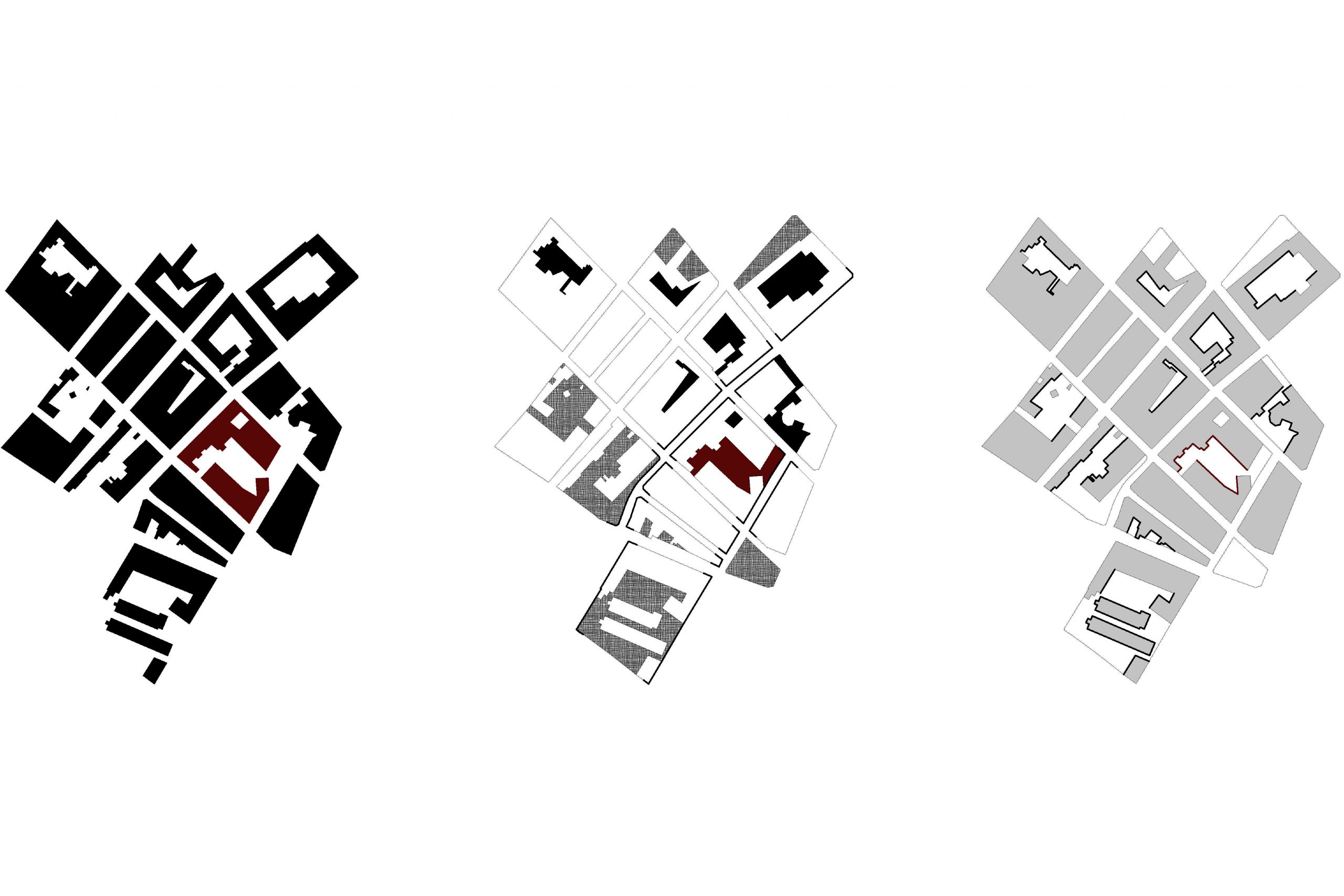 01/17 - DIAGRAMAS: DENSIDAD EDIFICATORIA, ESPACIOS LIBRES, CONTACTO ENTRE FACHADAS